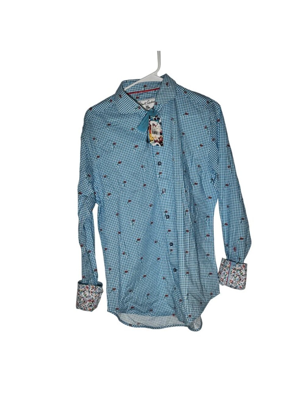 Robert Graham Sip It Blue Checkered Long Sleeve Button Down Shirt Size M NWT